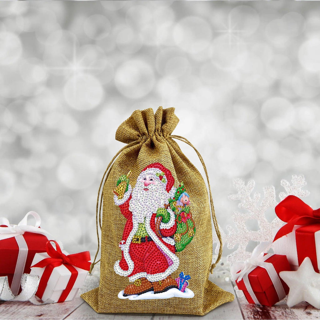 5D diamond painting Christmas decoration Linen candy bag gift bag - Hibah-Diamond painting art studio