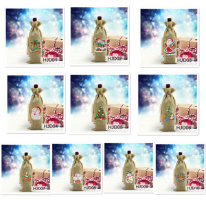5D diamond painting Christmas decoration Linen wine bag gift bag - Hibah-Diamond painting art studio