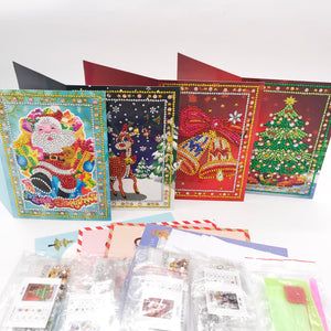 5D DIY Diamond Painting Christmas Greeting Card Xmas Gift (4 pcs) - Hibah-Diamond painting art studio