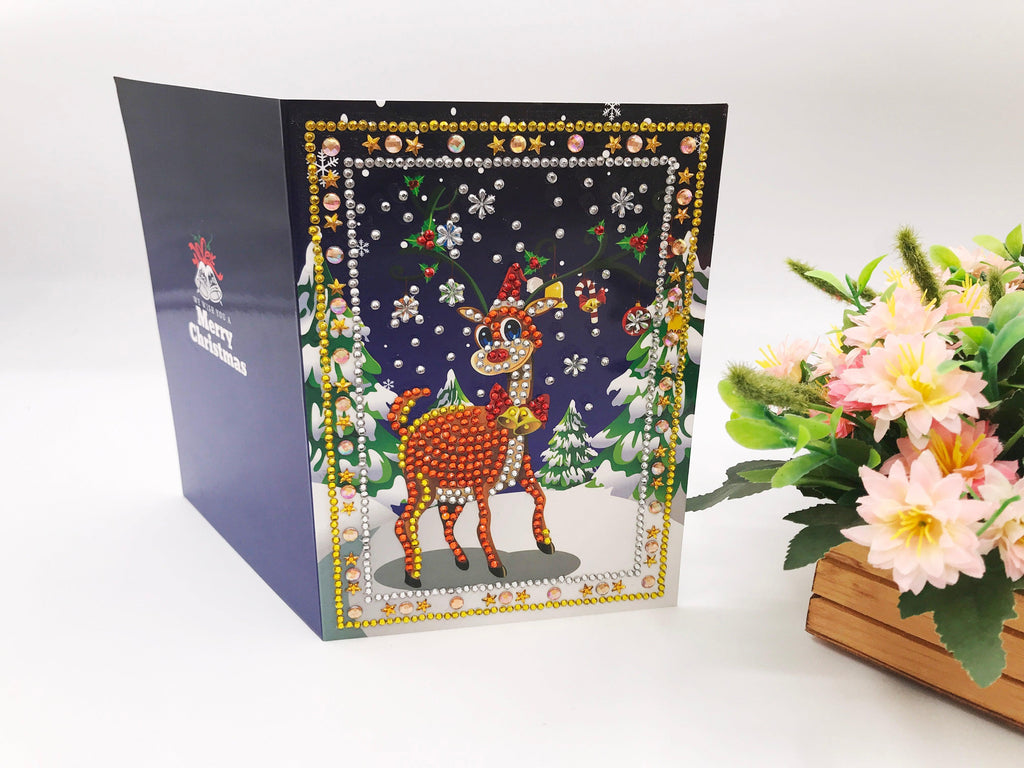 5D DIY Diamond Painting Christmas Greeting Card Xmas Gift (4 pcs) - Hibah-Diamond painting art studio