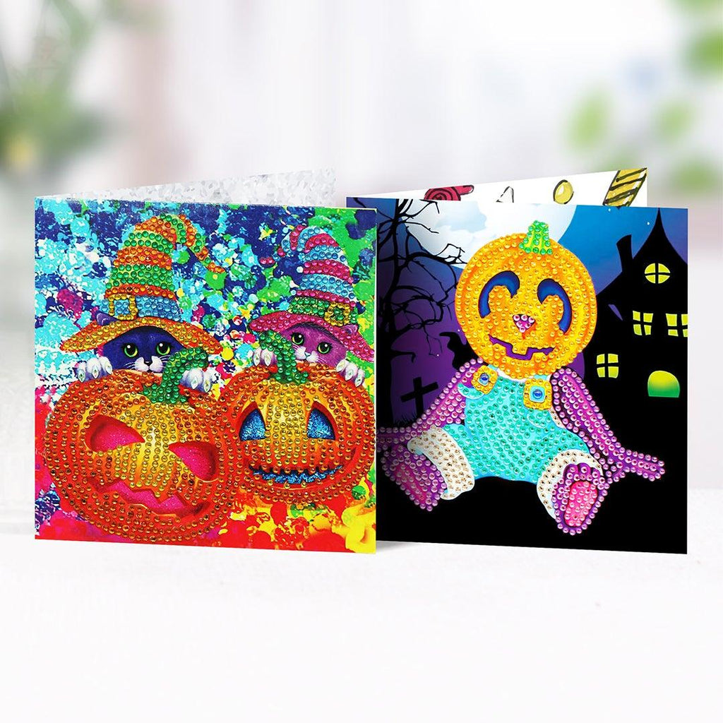 5D DIY Diamond Painting Greeting Card - Halloween (4 pcs) - Hibah-Diamond painting art studio