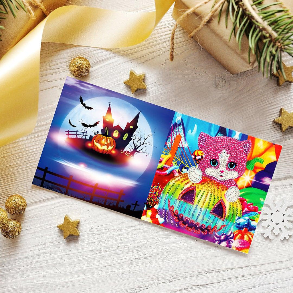 5D DIY Diamond Painting Greeting Card - Halloween (4 pcs) - Hibah-Diamond painting art studio