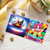 5D DIY Diamond Painting Greeting Card - Halloween (4 pcs) - Hibah-Diamond painting art studio