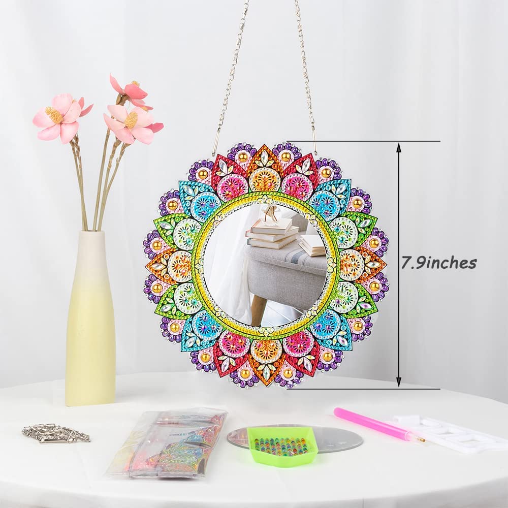 YukiArt Diamond Painting Mirror Kits, Diamond Art Makeup Mirror for Women and Kids