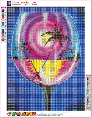 Full Diamond Painting kit - Sea view under the wine glass