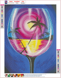 Full Diamond Painting kit - Sea view under the wine glass