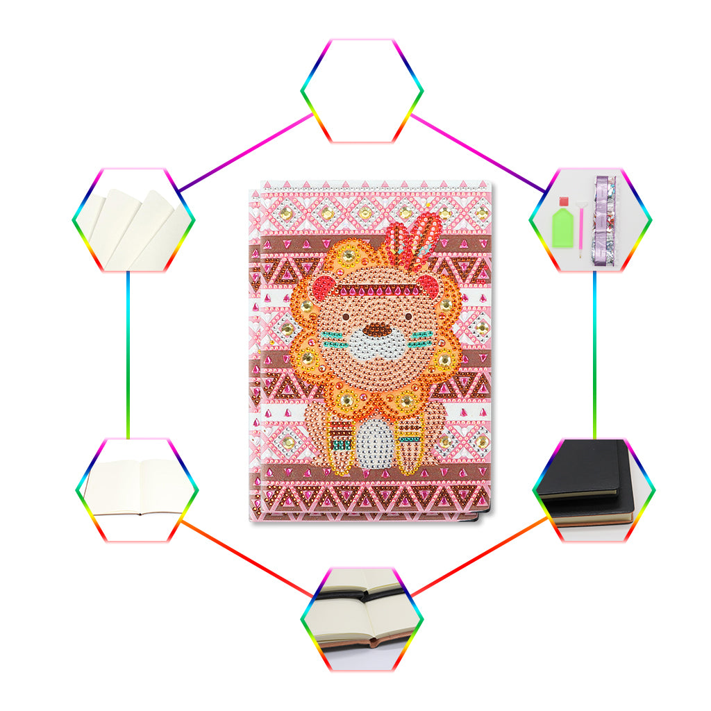 DIY Diamond Painting Notebook - Lion (No lines)