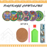 6 Pcs Diamond Painting Animals Coasters with Holder