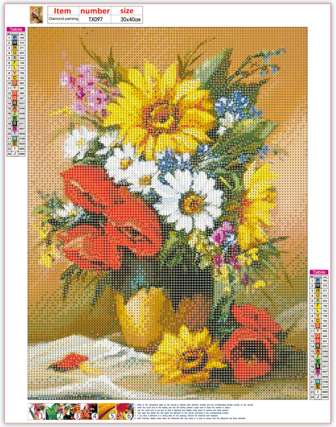 Full Diamond Painting kit - Beautiful flowers on vase