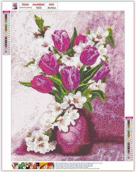 Full Diamond Painting kit - Beautiful flowers on vase