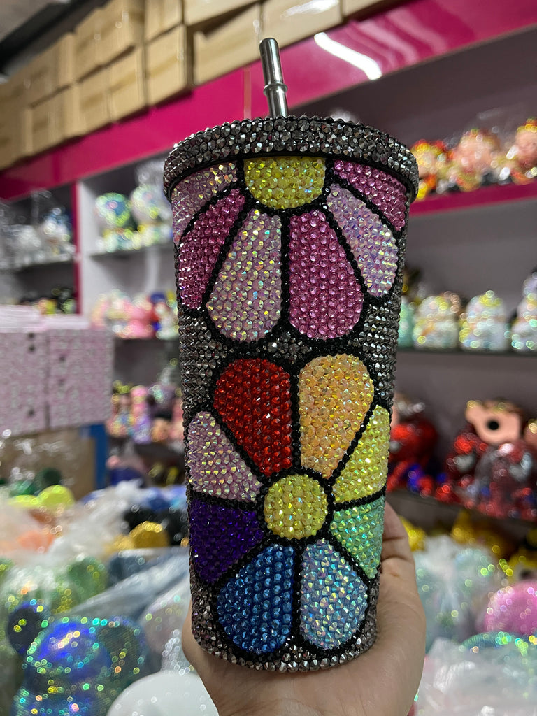 DIY Large capacity straw cup  (with glue tools)-Sunflower