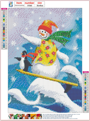 Full Diamond Painting kit - Christmas snowman and penguin