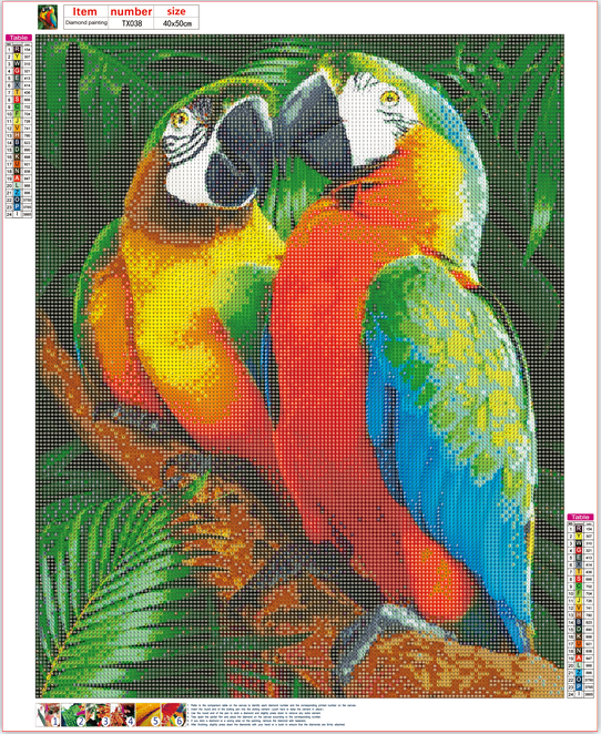 Full Diamond Painting kit - Two cute parrots