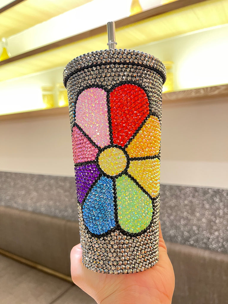 DIY Large capacity straw cup  (with glue tools)-Sunflower