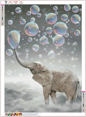 Full Diamond Painting kit - Elephant blowing bubbles