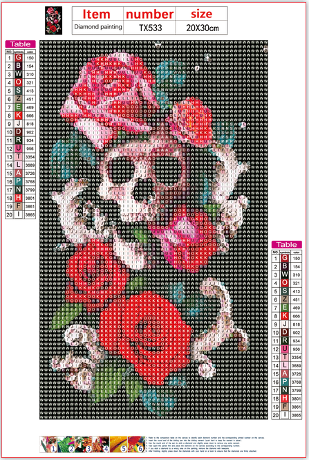 Full Diamond Painting kit - Skull and roses