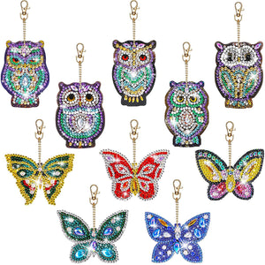 DIY Diamond Painting Keychain - Owl Butterfly Combination Keychain