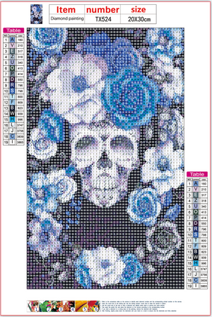 Full Diamond Painting kit - Skull and flowers