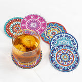 6 Pcs Diamond Painting Mandala Coasters with Holder