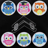 6 Pcs Owls Diamond Painting Coasters with Holder