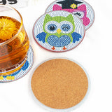 6 Pcs Owls Diamond Painting Coasters with Holder