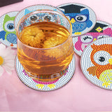 6 Pcs Owls Diamond Painting Coasters with Holder