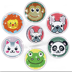6 Pcs Animal Diamond Painting Coasters with Holder
