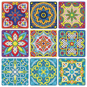 9 Pcs DIY Mandala Diamond Painting Coasters