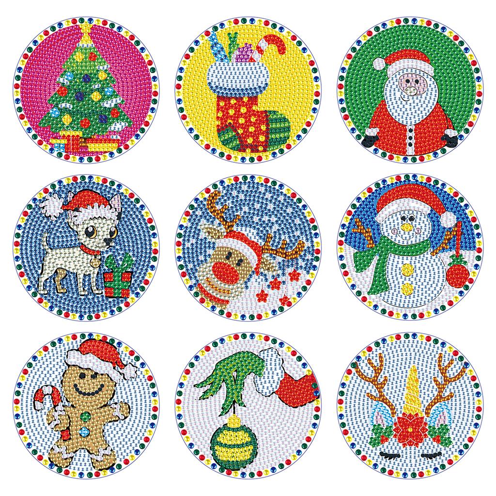 9 Pcs DIY Christmas Diamond Painting Coasters