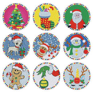 9 Pcs DIY Christmas Diamond Painting Coasters