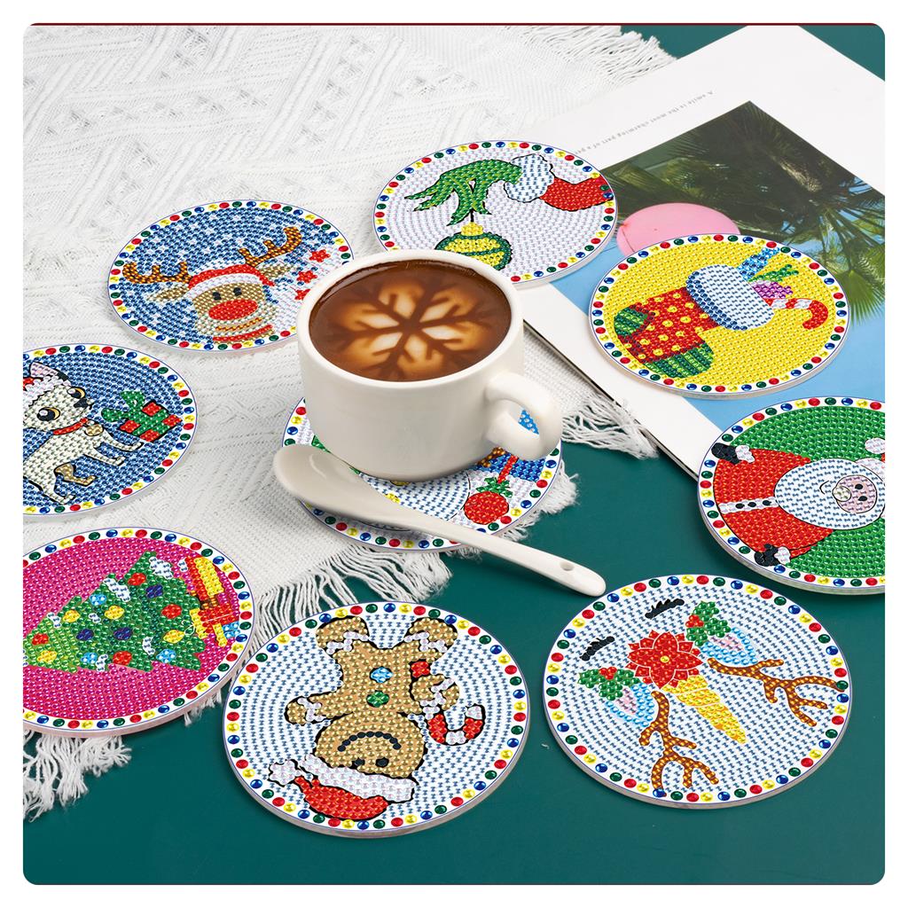 9 Pcs DIY Christmas Diamond Painting Coasters