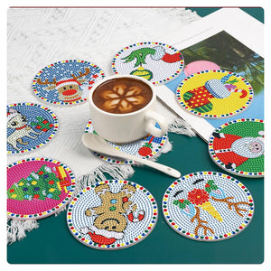 9 Pcs DIY Christmas Diamond Painting Coasters