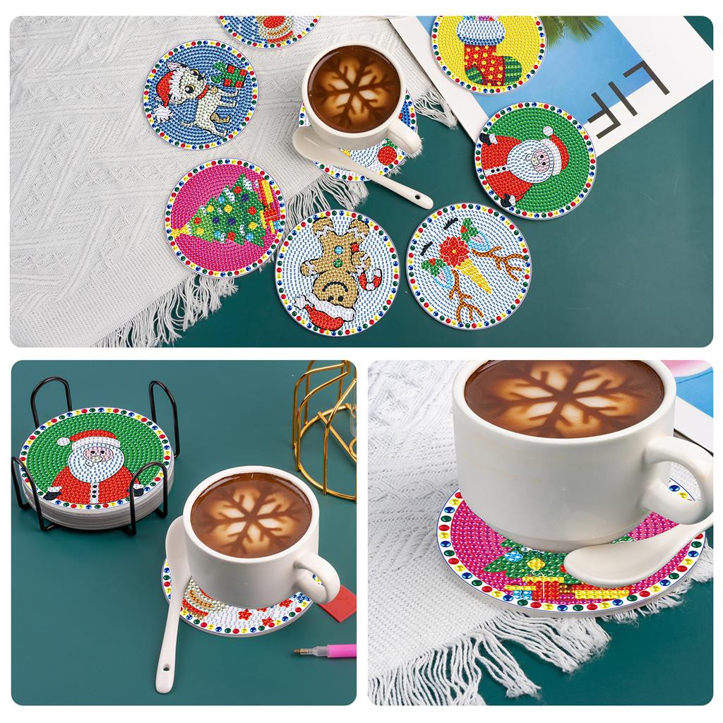 9 Pcs DIY Christmas Diamond Painting Coasters