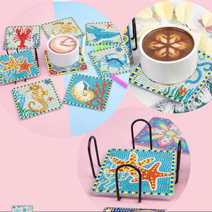 9 Pcs DIY Sea animals Diamond Painting Coasters
