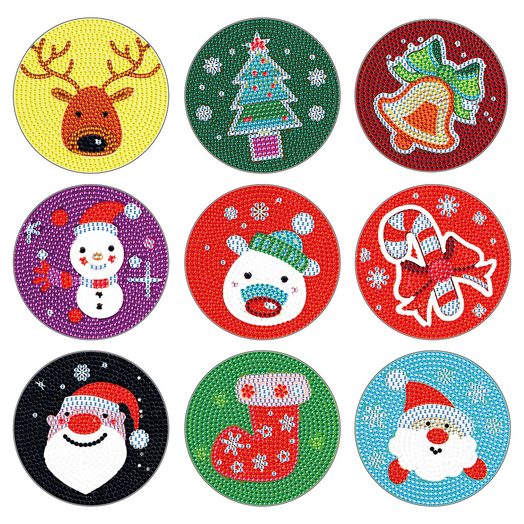 9 Pcs DIY Christmas Diamond Painting Coasters