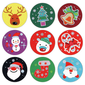 9 Pcs DIY Christmas Diamond Painting Coasters
