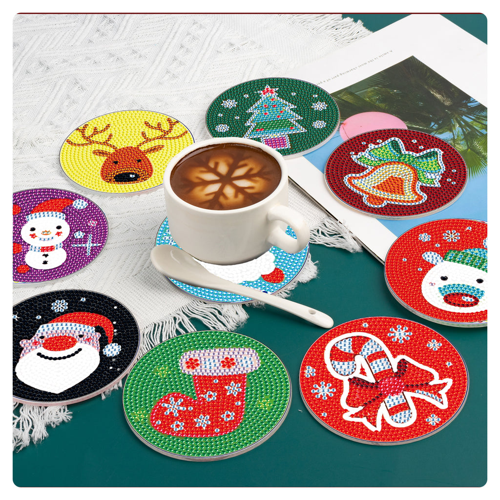 9 Pcs DIY Christmas Diamond Painting Coasters