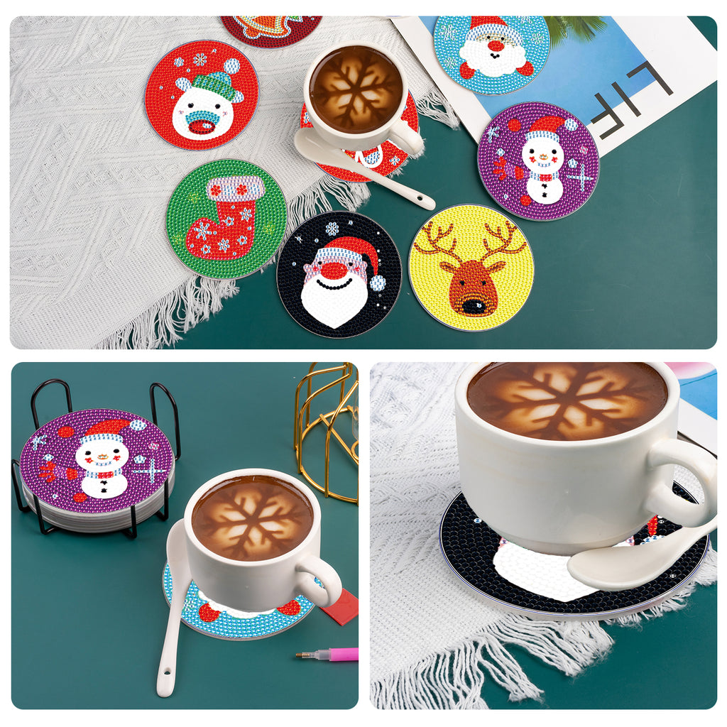9 Pcs DIY Christmas Diamond Painting Coasters