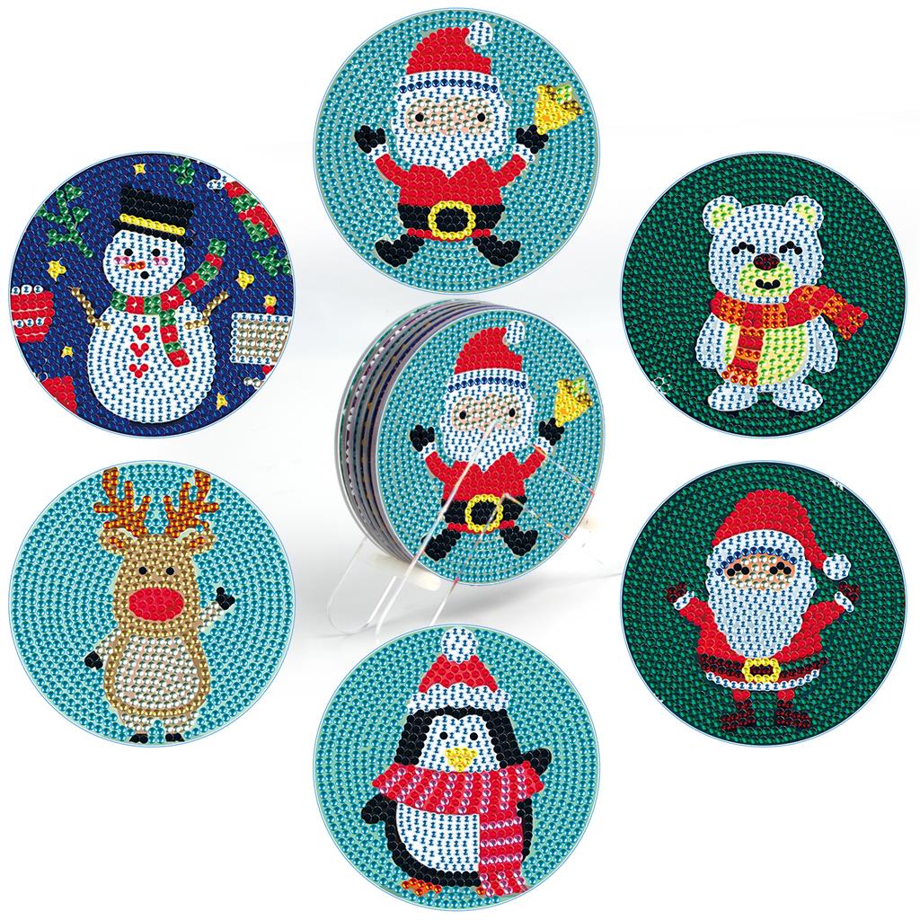 6 Pcs DIY Christmas Diamond Painting Coasters