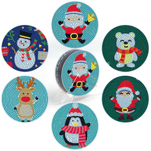 6 Pcs DIY Christmas Diamond Painting Coasters