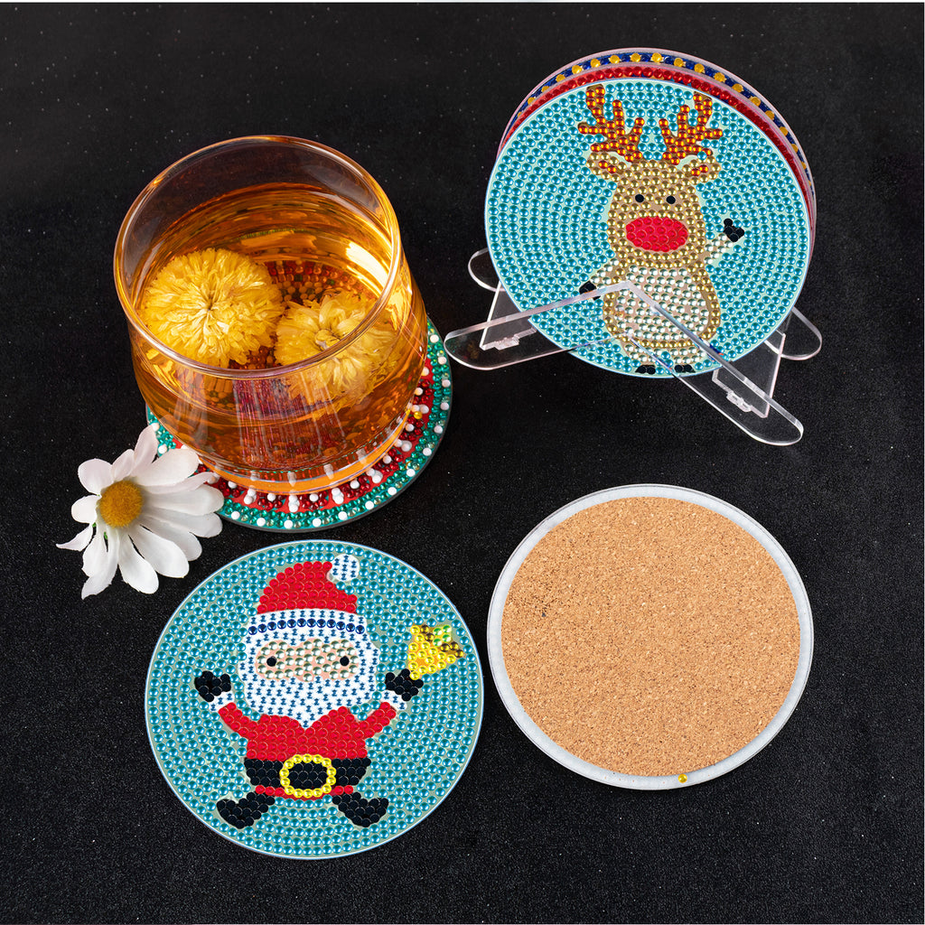 6 Pcs DIY Christmas Diamond Painting Coasters