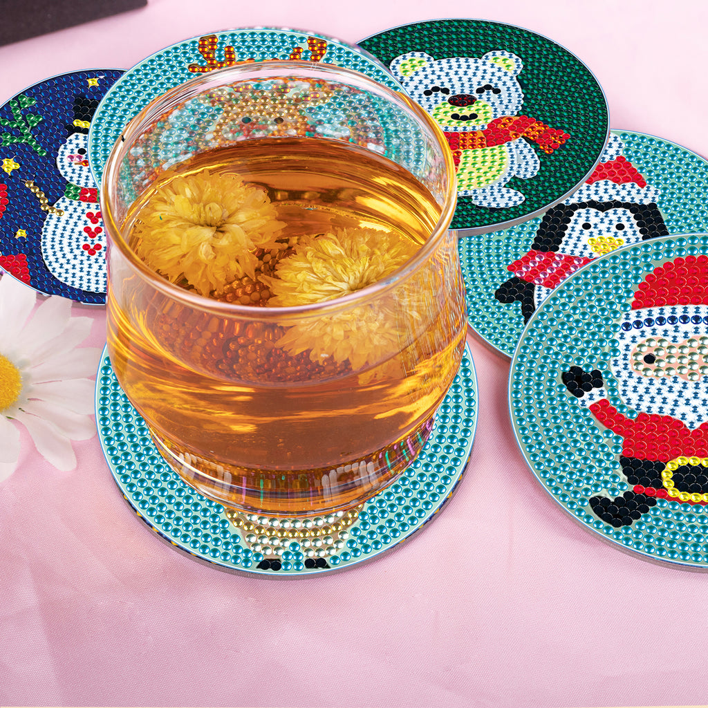 6 Pcs DIY Christmas Diamond Painting Coasters