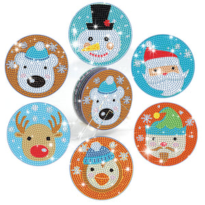 6 Pcs DIY Christmas Animal Diamond Painting Coasters
