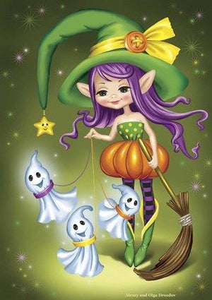 Full Diamond Painting kit - Halloween girl and elves