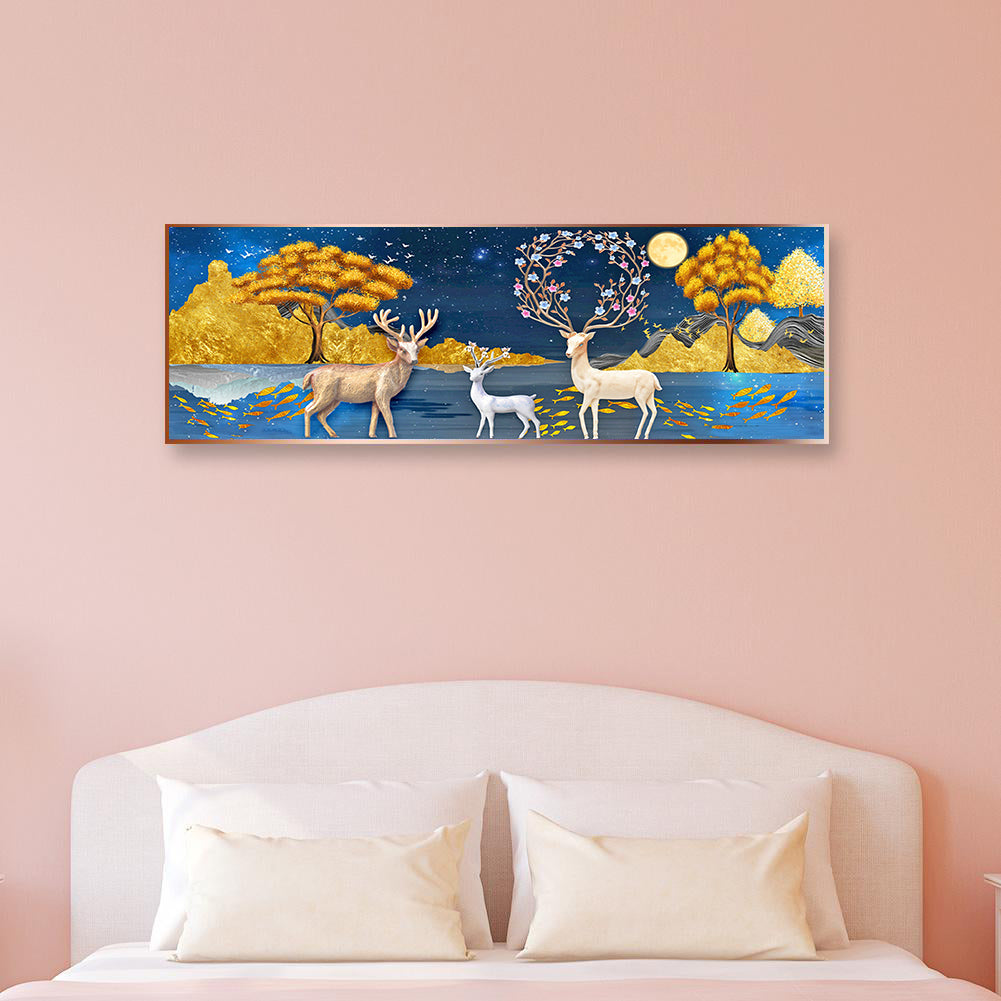 Full Large Diamond Painting kit - Deer family at night