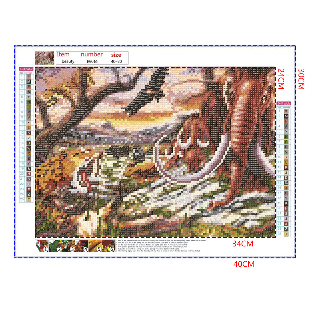 Full Diamond Painting kit - Cheetah, Mammoth, Rhino and Eagle