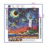 Full Diamond Painting kit - The lighthouse under the fantasy starry sky