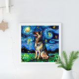 Full Diamond Painting kit - German Shepherd dog under the beautiful starry sky