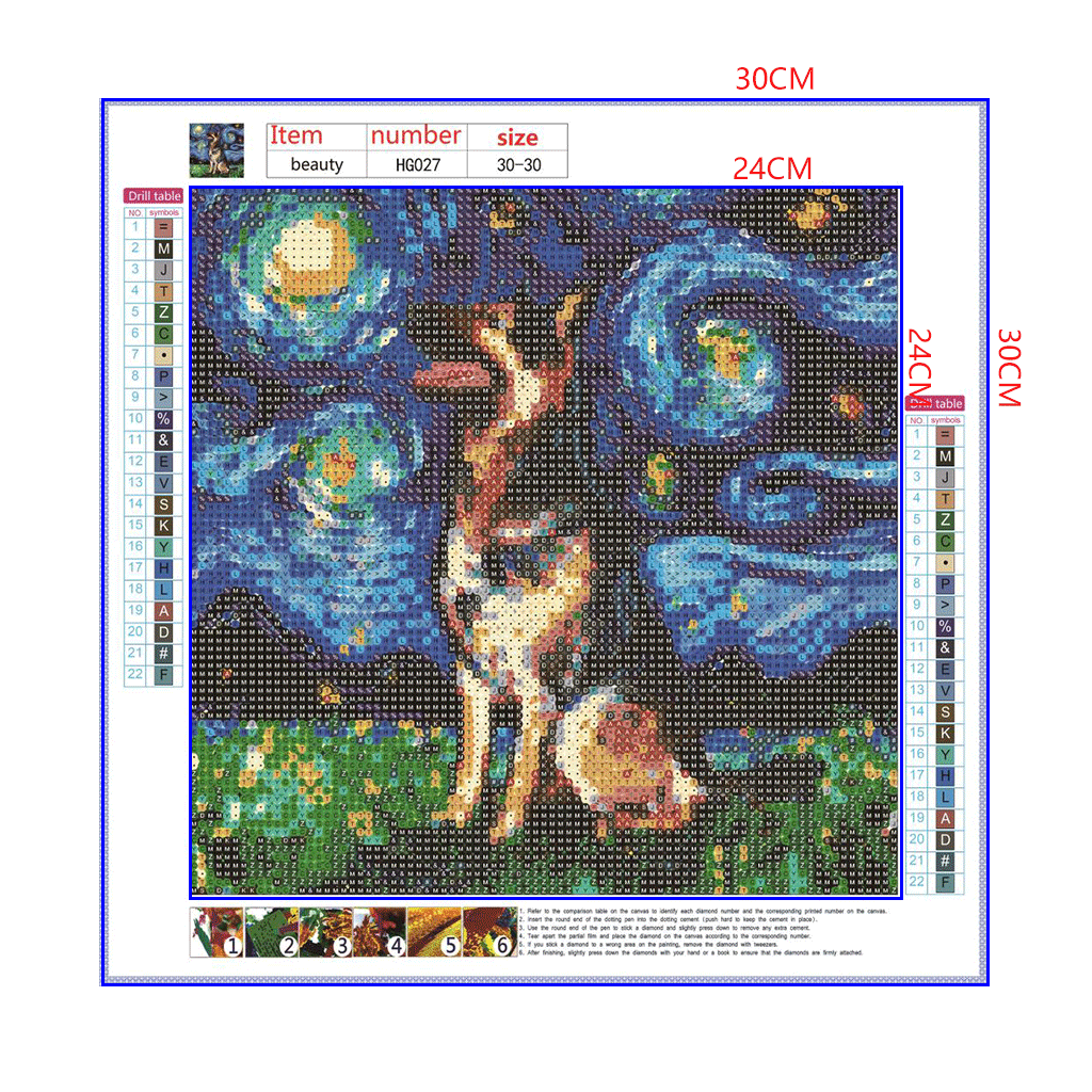 Full Diamond Painting kit - German Shepherd dog under the beautiful starry sky