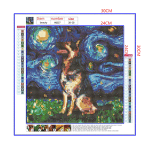 Full Diamond Painting kit - German Shepherd dog under the beautiful starry sky